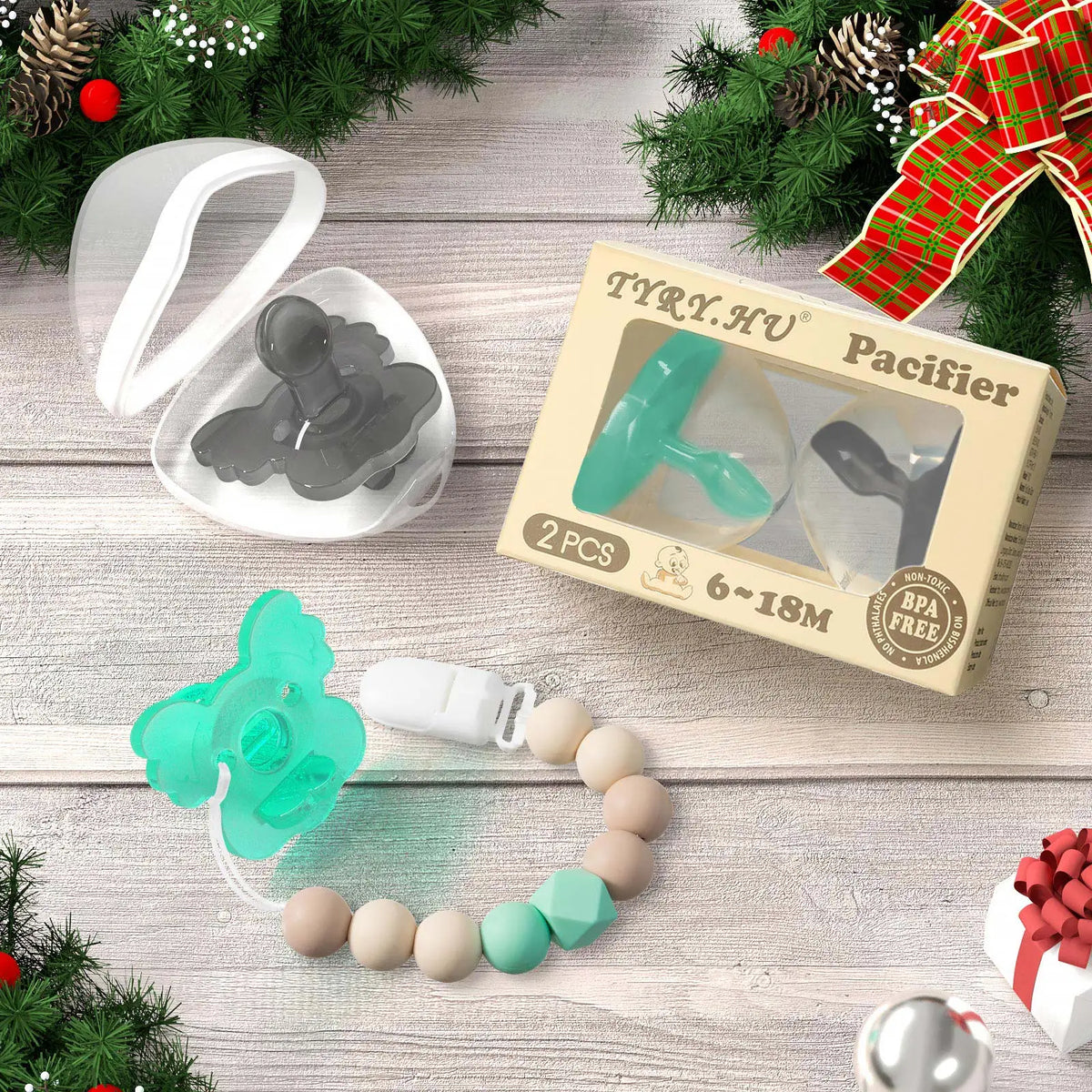 TYRY.HU 2PCS Koala Silicone Baby Pacifier Food Grade Newborn Soother Solid Color Dummies for Bebe Silicone Nipple
