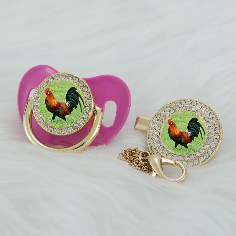 MIYOCAR custom any name photo gold bling pacifier and pacifier clip BPA free dummy bling amazing design P-P